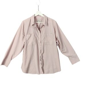 Chicos Button-Up Shirt Relaxed Fit Long Sleeve‎ Career Pink Womens Size 3 US XL